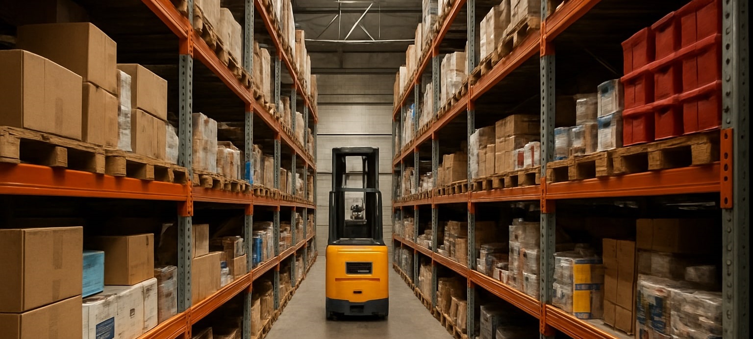 Warehouse with forklift